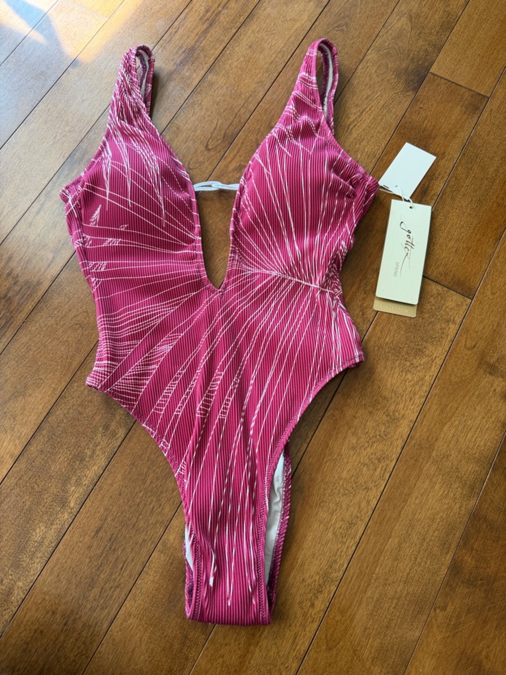 Gottex Berry-Pink Deep V One-Piece Swimsuit - Picture 3 of 12